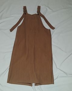 Cute brown khaki overall dress